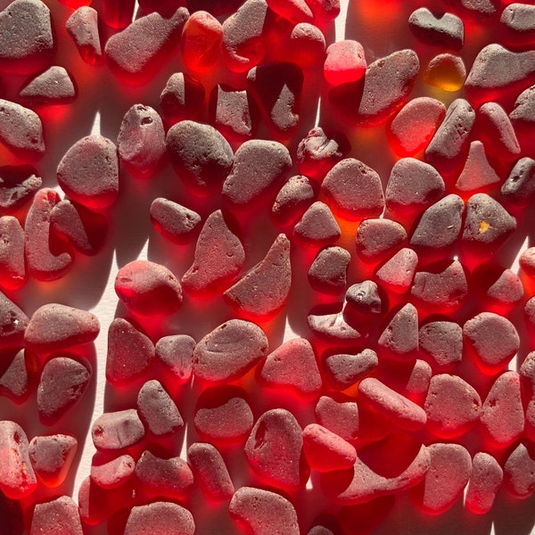 4-8mm Red tumbled sea glass red sea glass red seaglass crafts