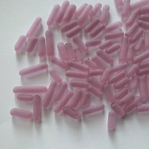 Long sea glass pink 10-20mm Light dust rose Pink Oblong tumbled sea glass long glass stones image 3