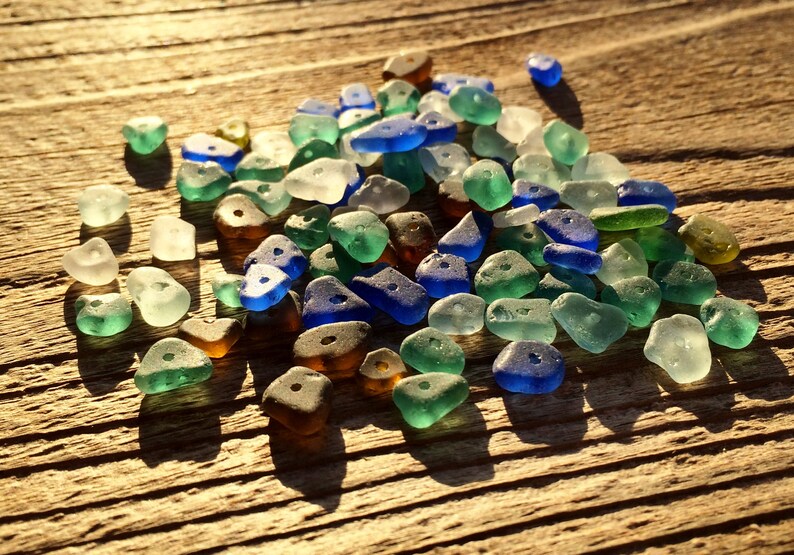 610mm Very Tiny Drilled Sea Glass Beads Drilled Holes Sea Etsy