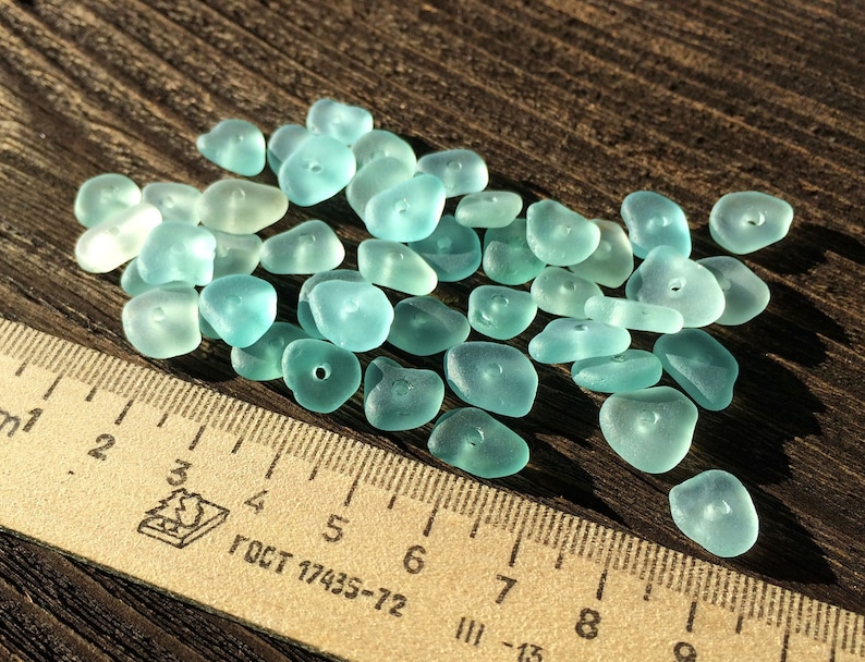 1215mm Sea Glass Beads Seafoam Sea Glass Beads Green Drilled Etsy