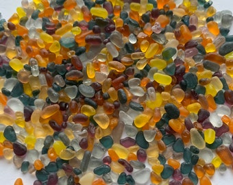 2-5mm miniature glass mini glass mix colors orange yellow gray pink mini sea glass stones micro glass stones