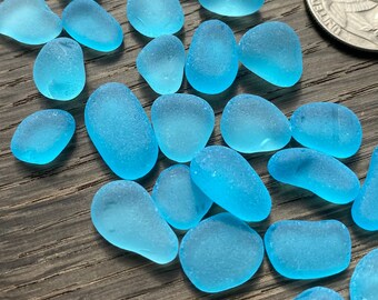 Bright sky blue thicker sea glass jewelry quality 9-15mm blue sea glass pebbles sea glass jewelry stones