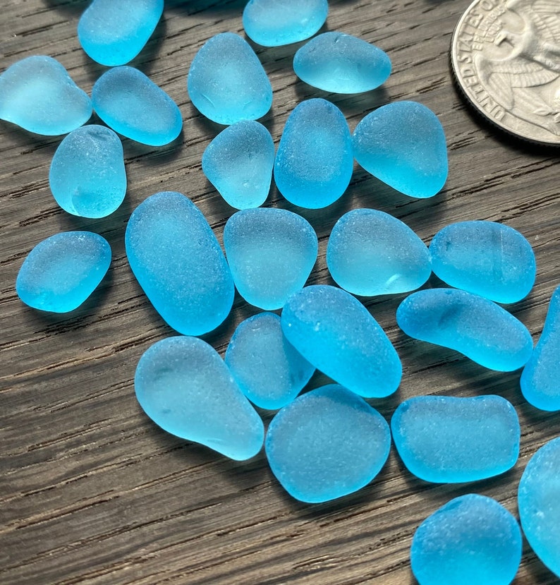 Bright sky blue thicker sea glass jewelry quality 9-15mm blue sea glass pebbles sea glass jewelry stones teal sea glass aqua sea glass image 2