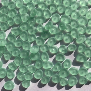 5-9mm center drilled sea glass beads jewelry making beads seafoam blue