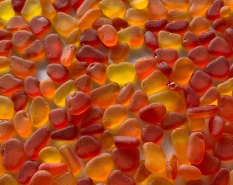 Orange Red Yellow Glass  5-10mm very tiny sea glass orange red