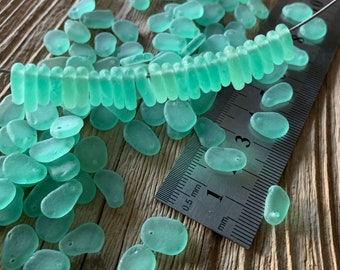 10-13mm Seafoam Light Green Light Sea foam sea glass beads sea glass pendants sea glass beads jewelry beads earrings beads