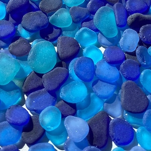 Mix Blue tumbled sea glass blue 9-16mm 0.35&quot;-0.6&quot; blue sea glass lot blue sea glass tiny sea glass blue jewelry making flat sea glass small