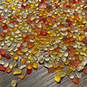 3-8mm yellow orange red smooth tumbled glass mini tumbled sea glass yellow red glass smooth tumbled sea glass chips sea glass bulk