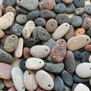 One bag of 10-100 Drilled sea stones beads Random selection 8-22mm length