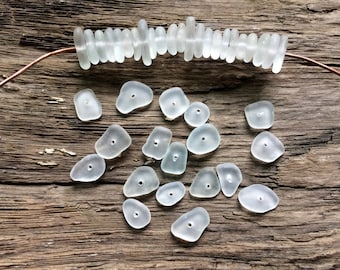 Clear White Beads 10-16mm drilled seaglass beads jewelry beads sea glass beads white clear