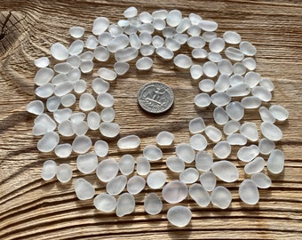 Clear White glass 10-15mm white sea glass clear seaglass lot sea glass jewelry making glass sea glass arts crafts mosaic stones