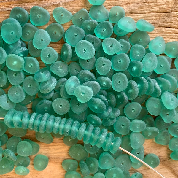 5-10mm very tiny drilled sea glass beads turquoise teal green seaglass beads jewelry beads