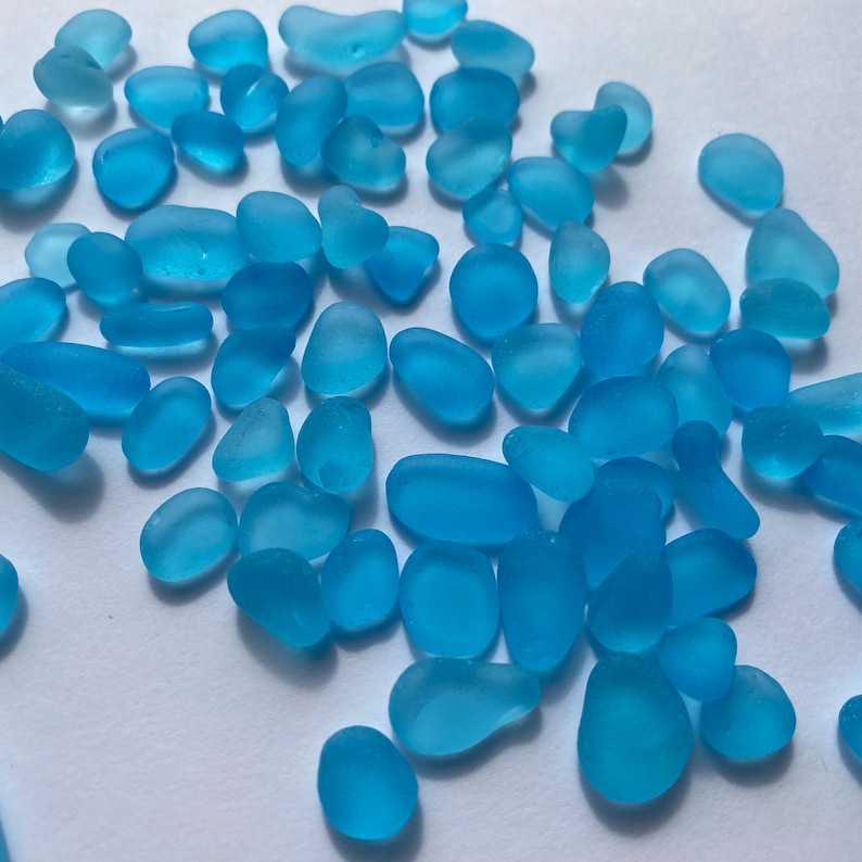 Bright sky blue thicker sea glass jewelry quality 9-15mm blue sea glass pebbles sea glass jewelry stones teal sea glass aqua sea glass image 4