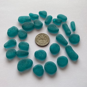 Medium sea glass 13-24mm flat thicker sea glass aqua dark teal