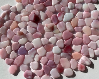 Pink and Milk white Flat Tumbled Glass tiny 10-15mm white pink sea glass pink sea glass crafts sea glass mosaic making sea glass lot