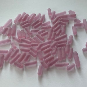 Long sea glass pink 10-20mm Light dust rose Pink Oblong tumbled sea glass long glass stones image 2