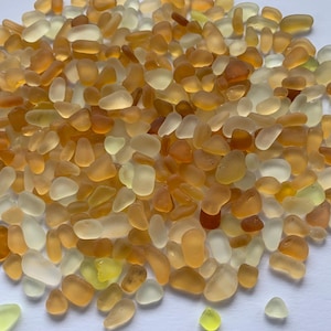 yellow mix sea glass flat pieces 4-10mm very tiny tumbled sea glass yellow