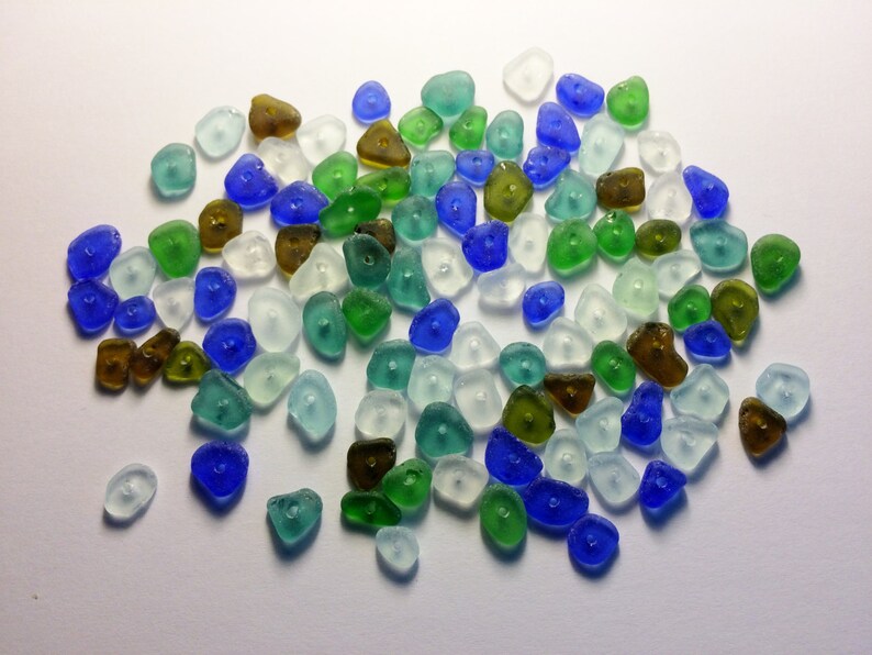610mm very tiny drilled sea glass beads drilled holes sea Etsy