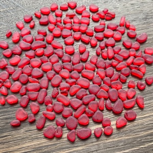 very tiny red sea glass red 5-10mm red glass jewelry stones jewelry making supply glass craft