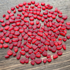 very tiny red sea glass red 5-10mm red glass jewelry stones jewelry making supply glass craft