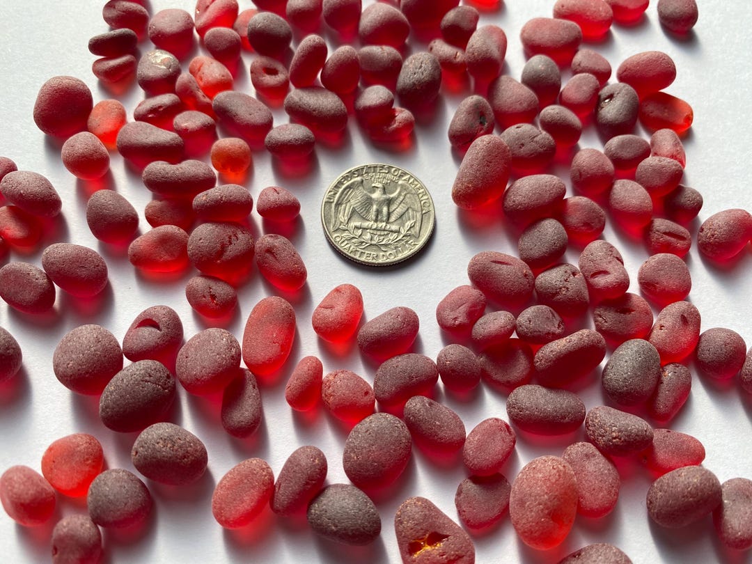 Ruby Red Sea Glass Stones Tiny 9-15mm Sea Glass Red Jewelry Gems ...