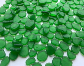 tiny sea glass green 10-16mm 0.4"-0.6" flat sea glass pieces jewelry gems jewelry supply jewelry making green seaglass medium moss green