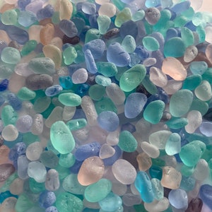 3-10mm pastel tumbled glass lavender blue aqua pale sea glass very tiny sea glass