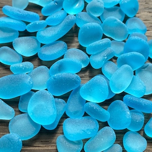 Sea Glass Bright sky blue thicker sea glass blue 9-15mm blue sea glass pebbles sea glass jewelry making stones teal sea glass stones mosaic
