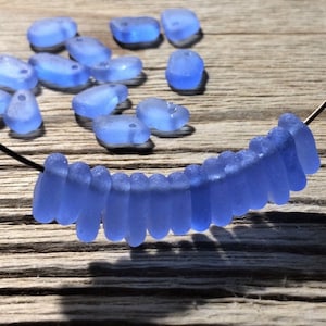 8-12mm Very tiny top drilled sea glass blue sea glass pendants sea glass beads blue lilac