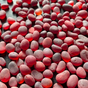 mix red sea glass stones tiny 9-15mm sea glass red