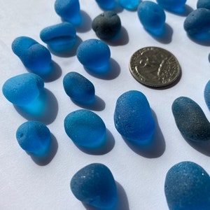 Blue sea glass stones 13-18mm aqua sea glass aquamarine blue
