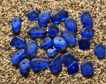 Cobalt blue glass beads 4-10mm very tiny centre drilled sea glass beads blue 1mm hole
