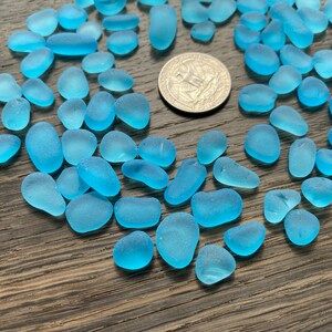 Bright sky blue thicker sea glass jewelry quality 9-15mm blue sea glass pebbles sea glass jewelry stones teal sea glass aqua sea glass image 6