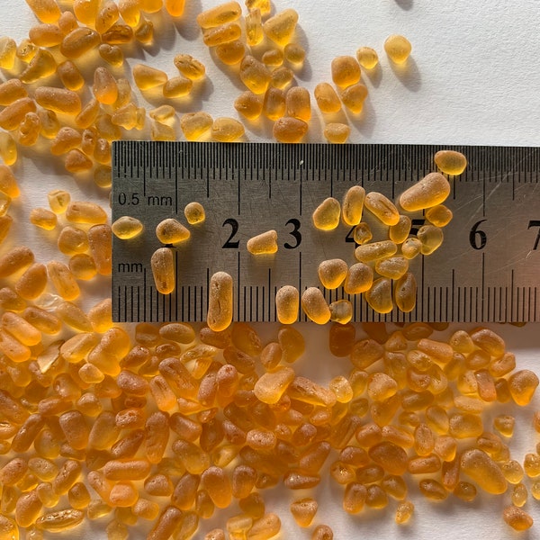 2-5mm super tiny sea glass chips yellow sea glass yellow tumbled glass yellow gems craft supply mosaic dark honey amber yellow