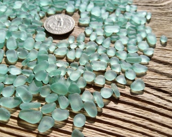 4-10mm glass sea foam blue very tiny sea glass tiny tumbled glass jewelry making gems light seafoam blue