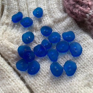 10-13mm sea glass beads tumbled glass buttons cobalt blue