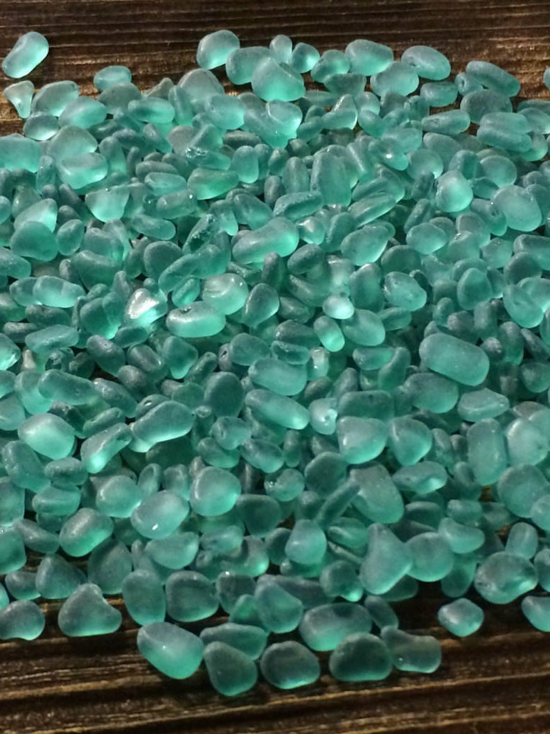 4-10mm very tiny tumbled glass turquoise green sea glass green sea glass crafts image 6