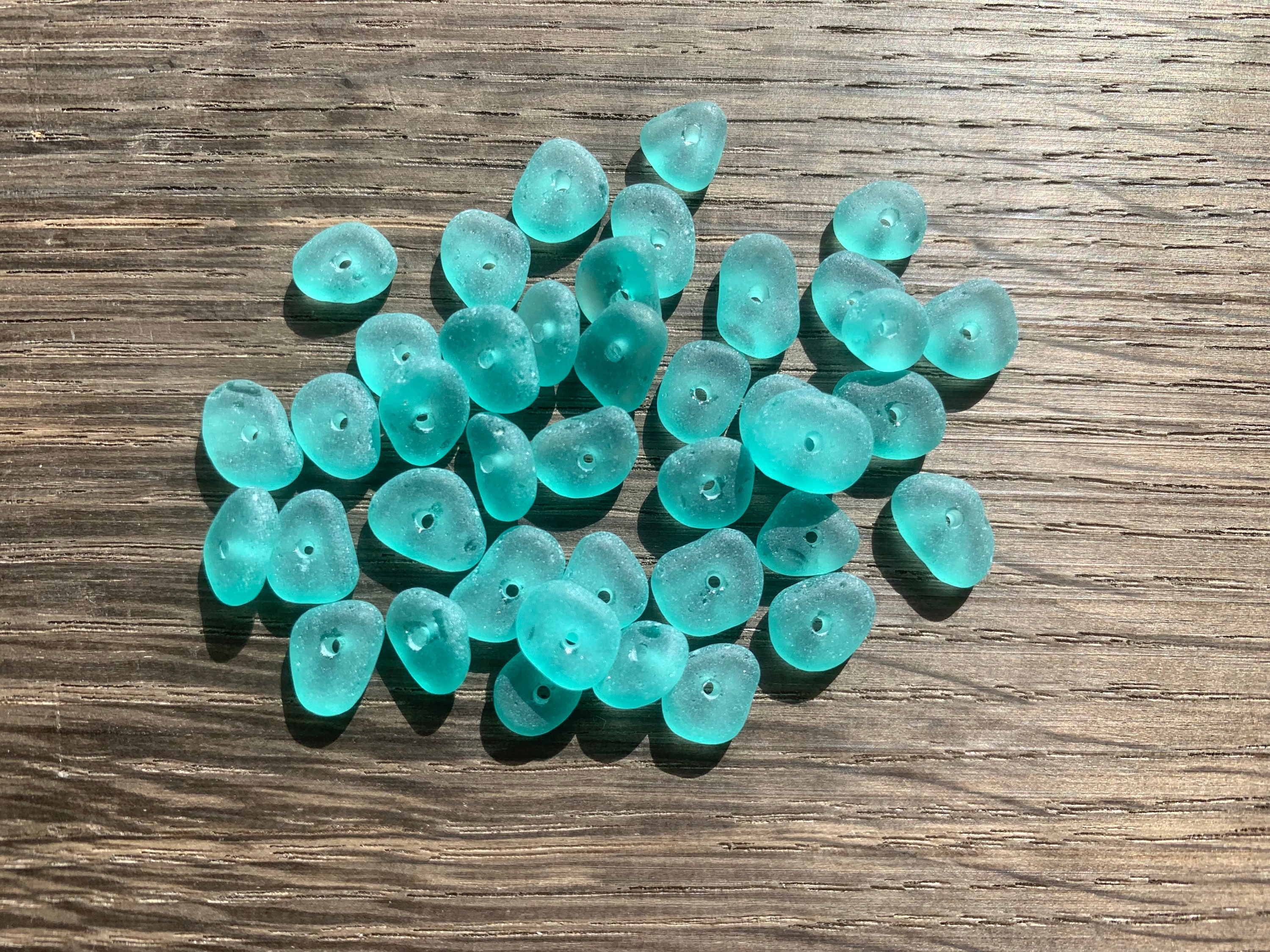 Sea glass beads drilled best sale
