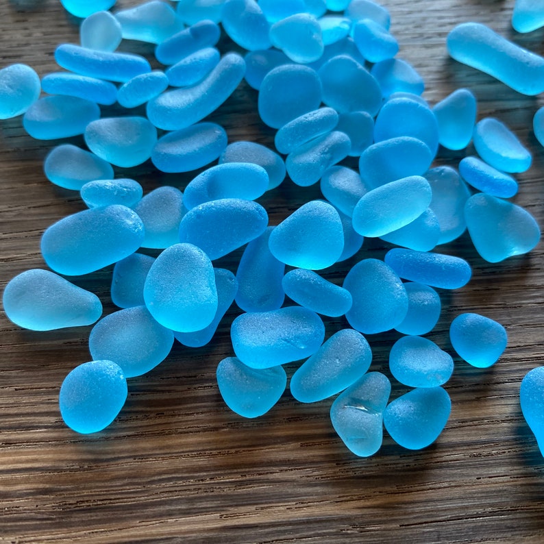 Bright sky blue thicker sea glass jewelry quality 9-15mm blue sea glass pebbles sea glass jewelry stones teal sea glass aqua sea glass image 1