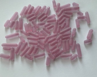 Long sea glass pink 10-20mm Light dust rose Pink Oblong tumbled sea glass long glass stones
