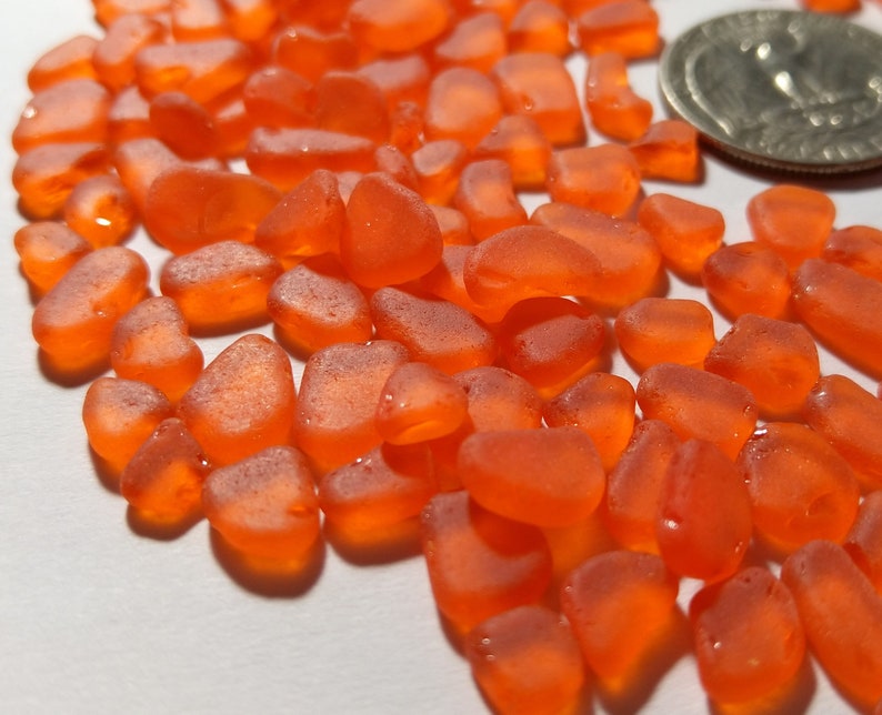 410mm very tiny orange sea glass bulk sea glass orange glass Etsy