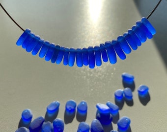 Cobalt Blue sea glass beads 10-14mm beads sea glass drilled sea glass cobalt blue beads blue jewelry beads pendants blue earrings beads