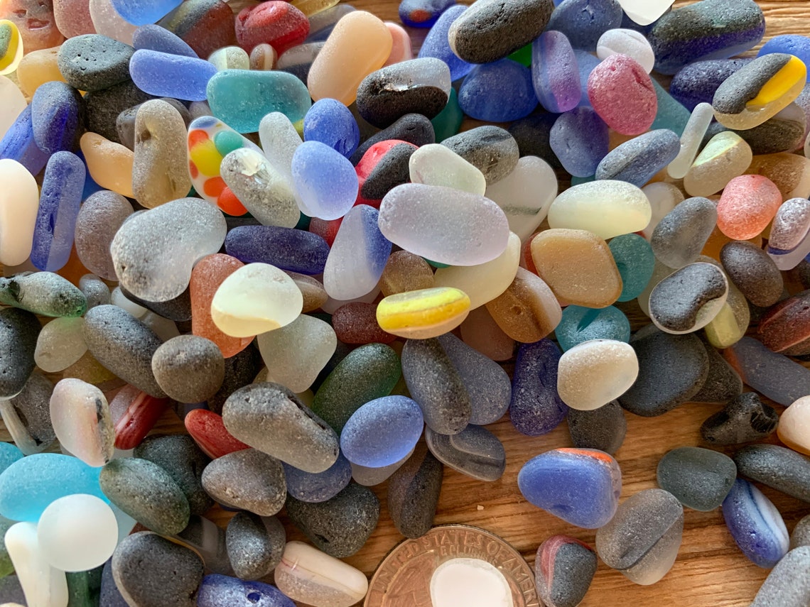 1015mm tiny glass pebbles multi sea glass pebbles sea glass Etsy