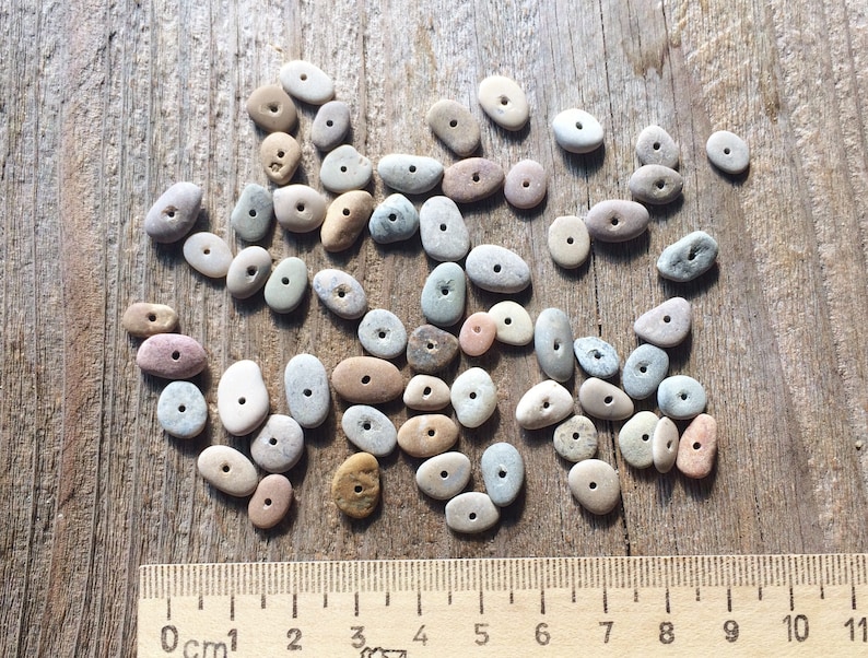 5-10mm very tiny sea stone beads centre drilled beach stones sea stones tiny beach stones jewelry making sea stones beads white beach stones image 1