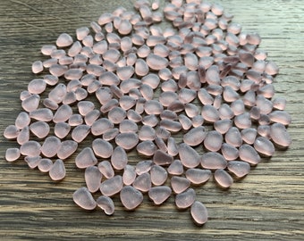 4-10mm very tiny tumbled glass flat sea glass pieces for sea glass arts sea glass crafts jewelry making stones light dust rose pink