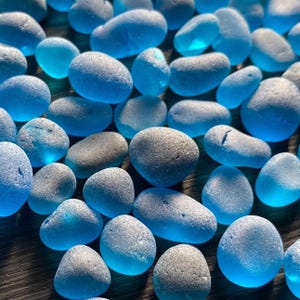 sea glass stones bright deep aquamarine blue 8-12mm