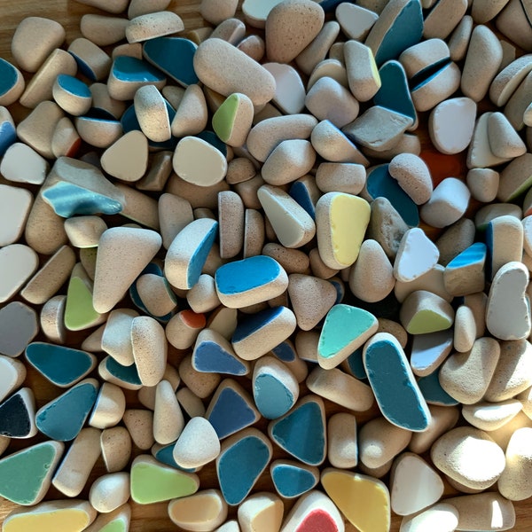 4-15mm 50-500pcs Tiny pottery tiles tumbled sea ceramic sea crafts mini tumbled pottery sea pottery tiny