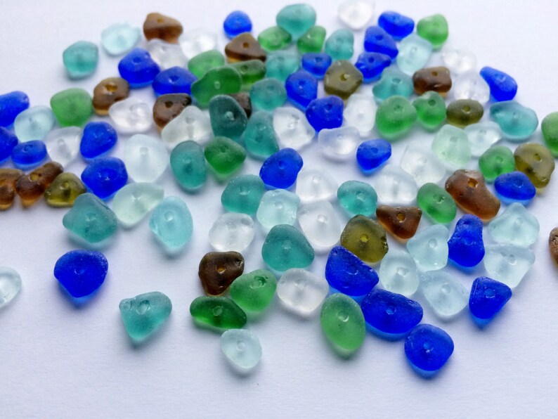 610mm Very Tiny Drilled Sea Glass Beads Drilled Holes Sea Etsy