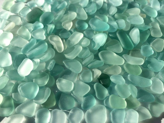 Vintage Sea Glass Green Beads in Aqua Green - Cailini Coastal