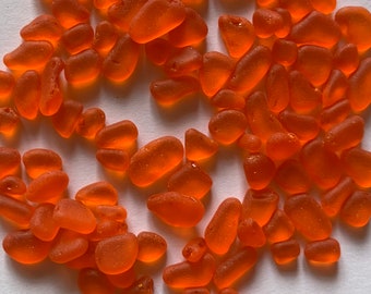 4-8mm very tiny orange sea glass orange sea glass jewelry making jewelry glass sea glass crafts sea glass arts lighter bright hot orange